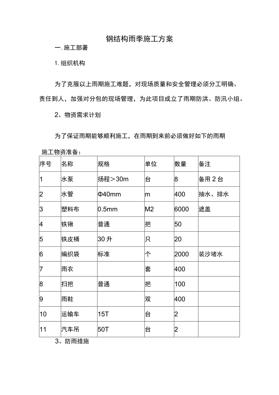 钢结构雨季施工方案.docx_第1页