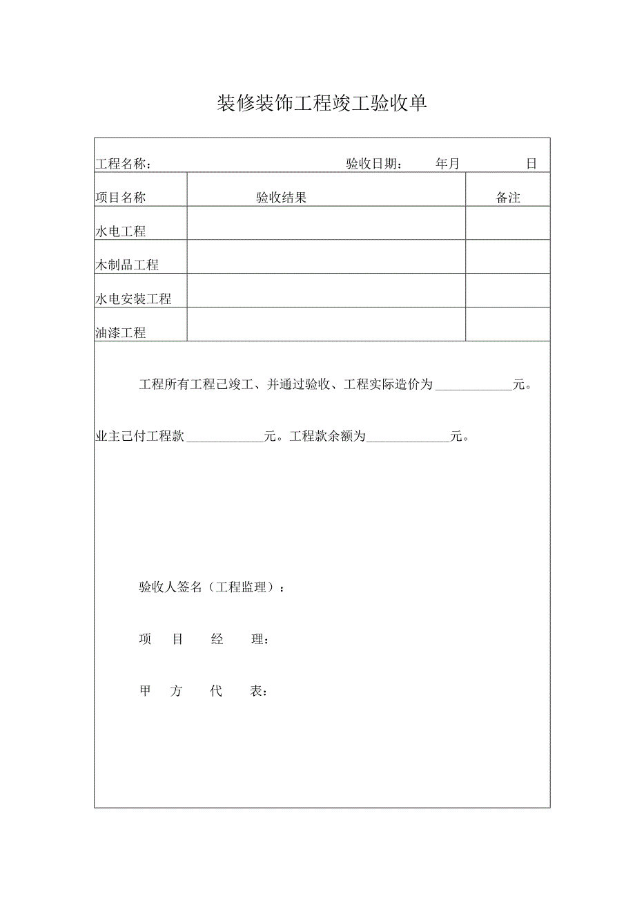 工程项目竣工验收清单参考模板5套.docx_第1页