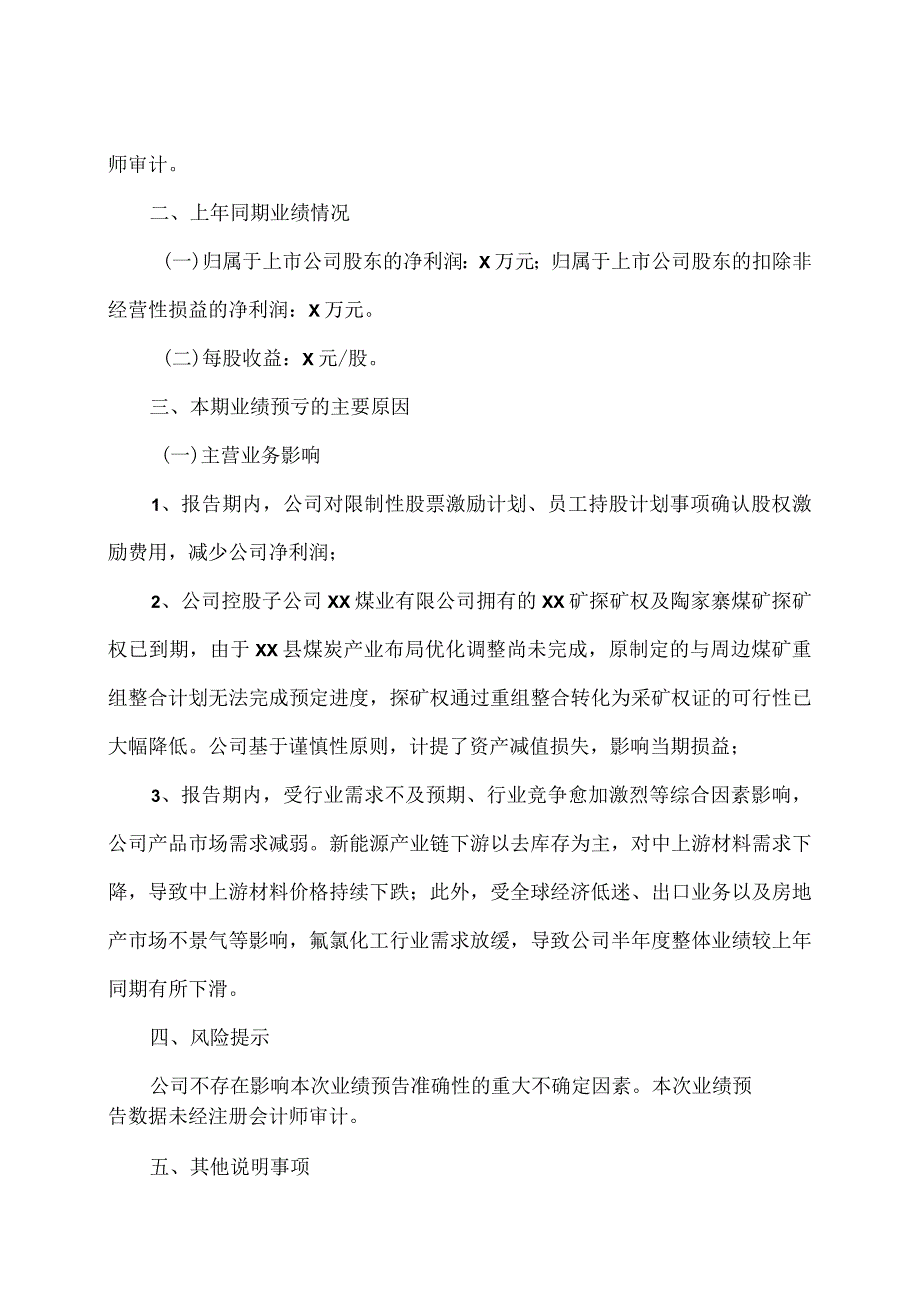 XX阳光科技控股股份有限公司20X3年半年度业绩预告.docx_第2页