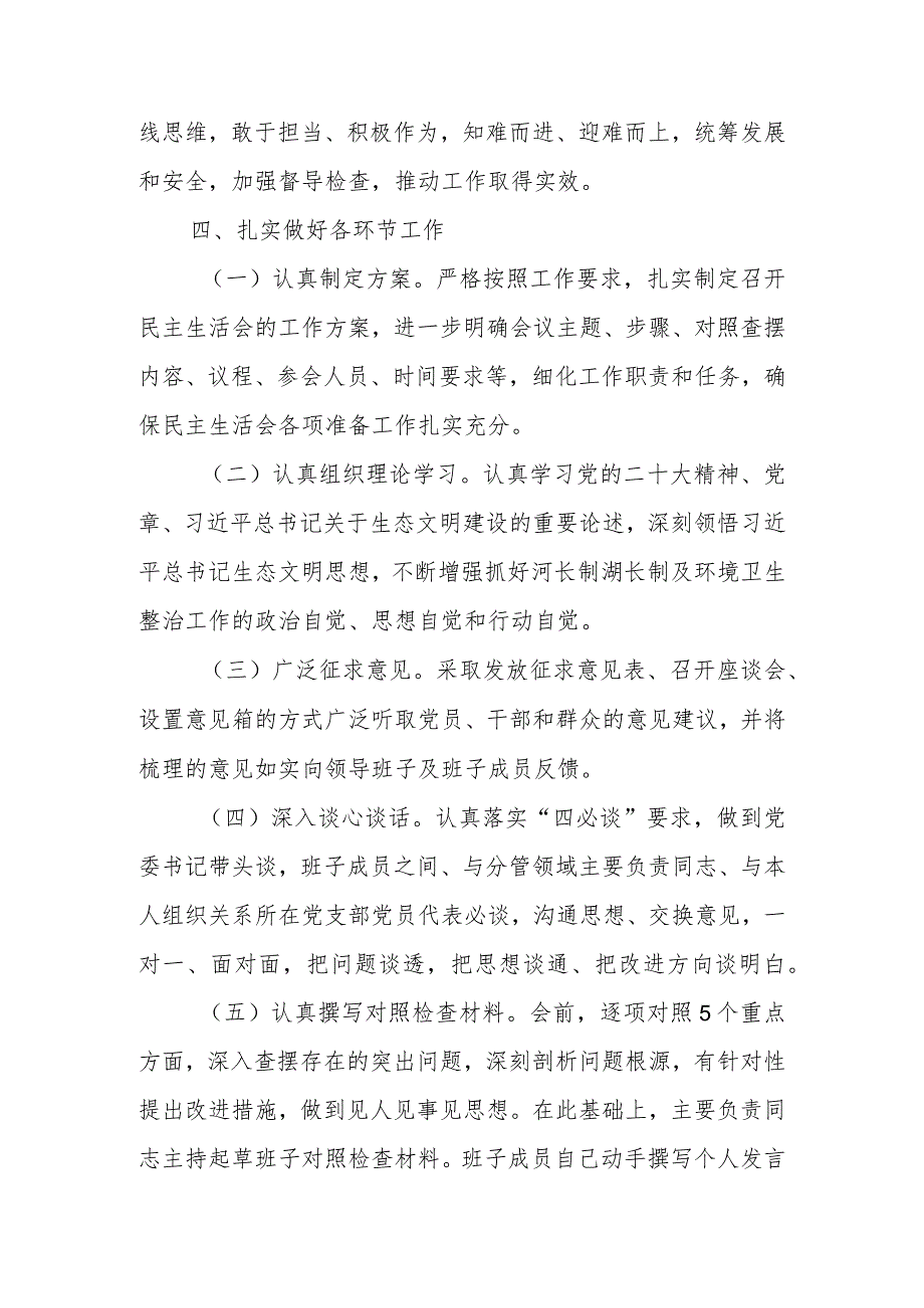 2023年镇党委领导班子河长制工作落实及环境卫生整治工作专题民主生活会.docx_第3页