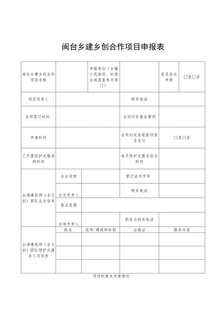 闽台乡建乡创合作项目申报表.docx_第1页