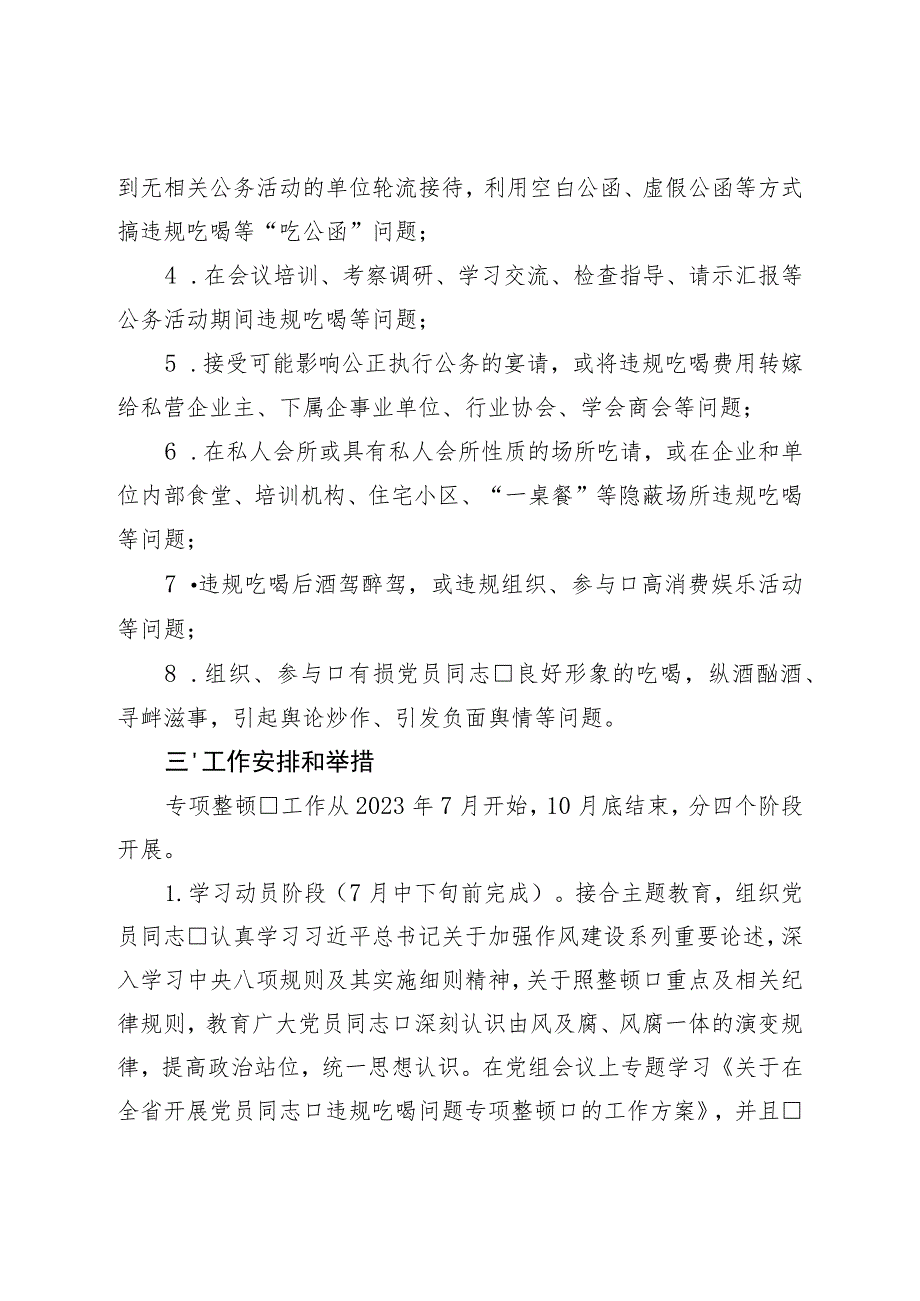 关于开展违规吃喝问题专项整治工作的实施方案.docx_第2页