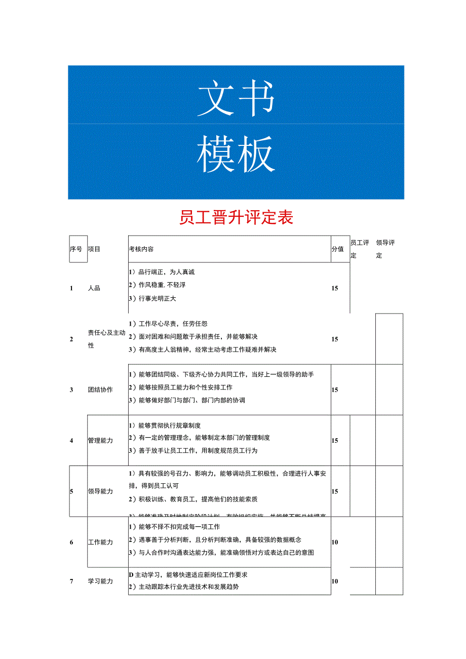 员工晋升评定表.docx_第1页