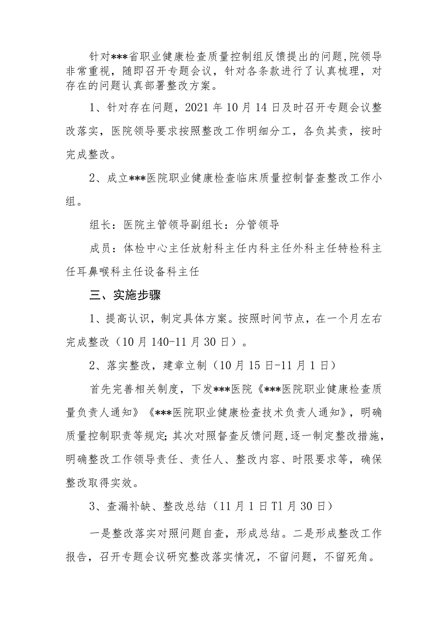 医院落实职业病质控评估工作督查反馈问题的整改方案.docx_第2页