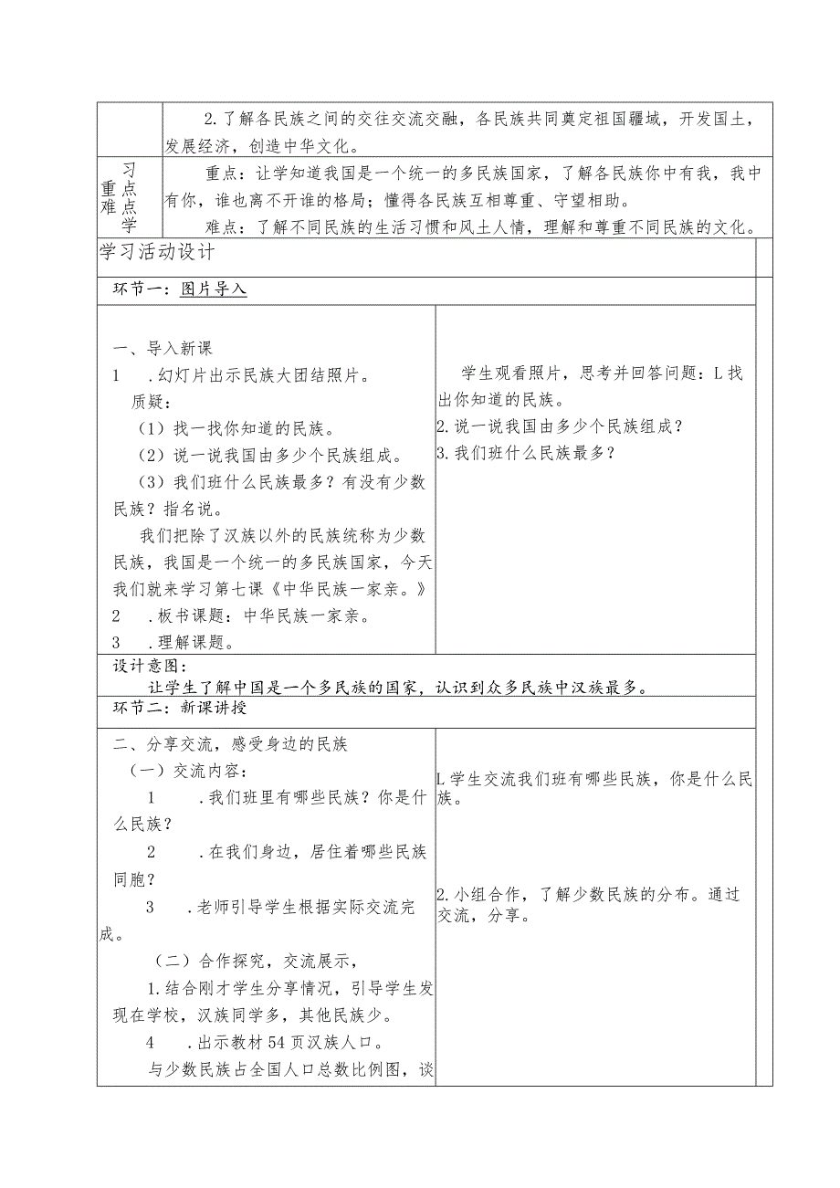 人教版第一学期道德与法治教学设计7.中华民主一家亲.docx_第2页