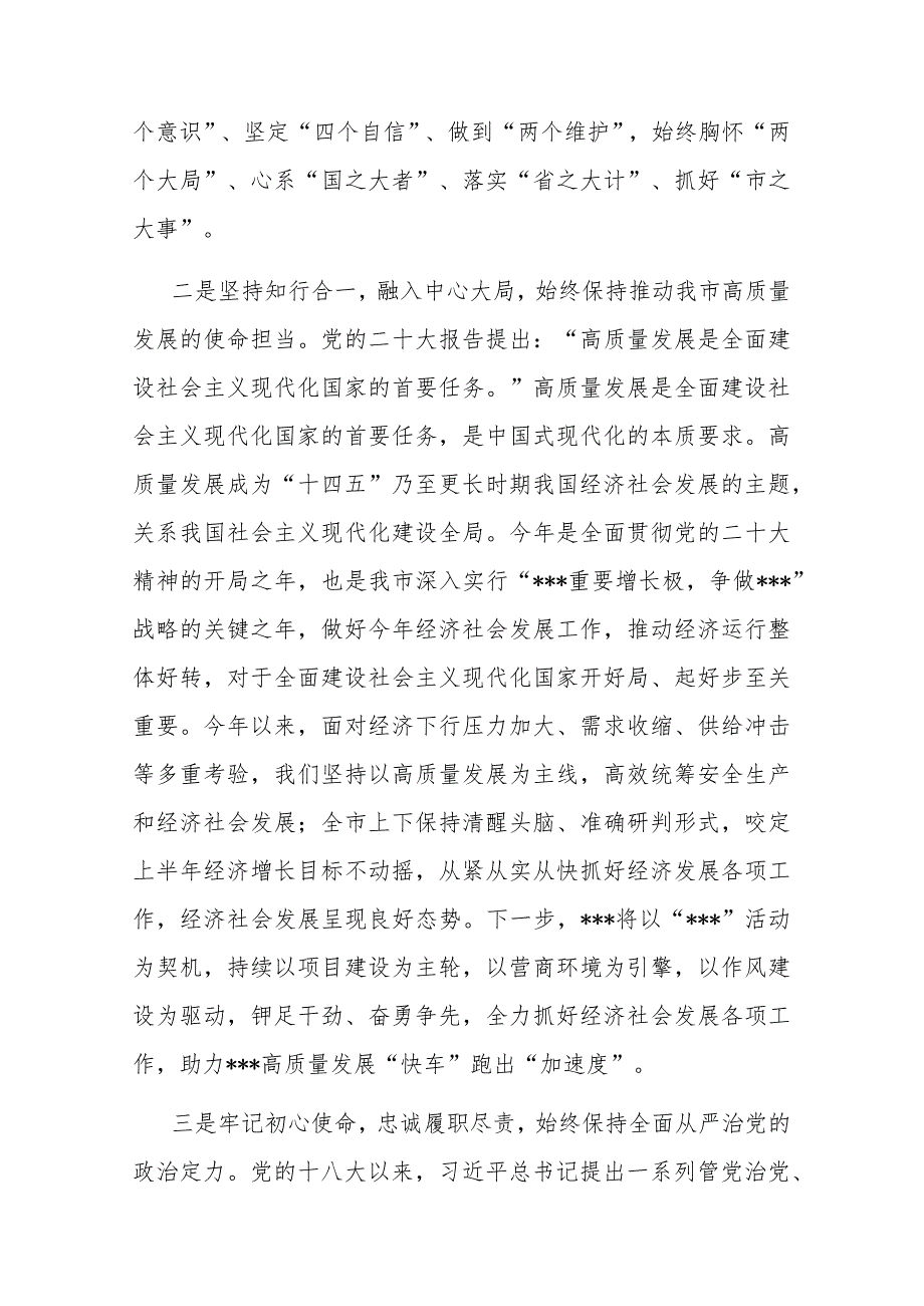 市委书记2023年度在“理论学习、担当作为、工作作风、能力本领”会前学习研讨发言(二篇).docx_第2页