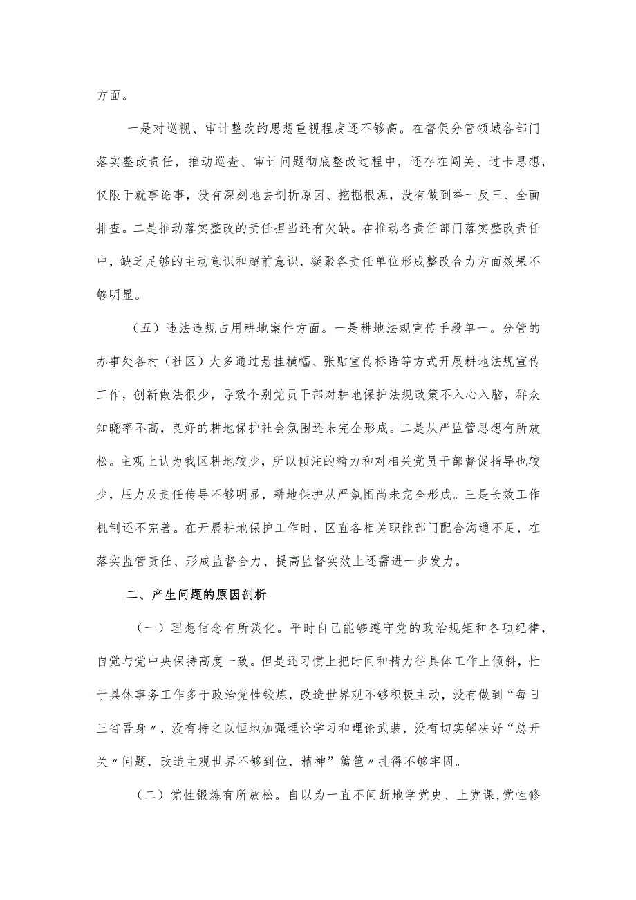 2023巡视整改民主生活会个人对照检查发言材料.docx_第3页