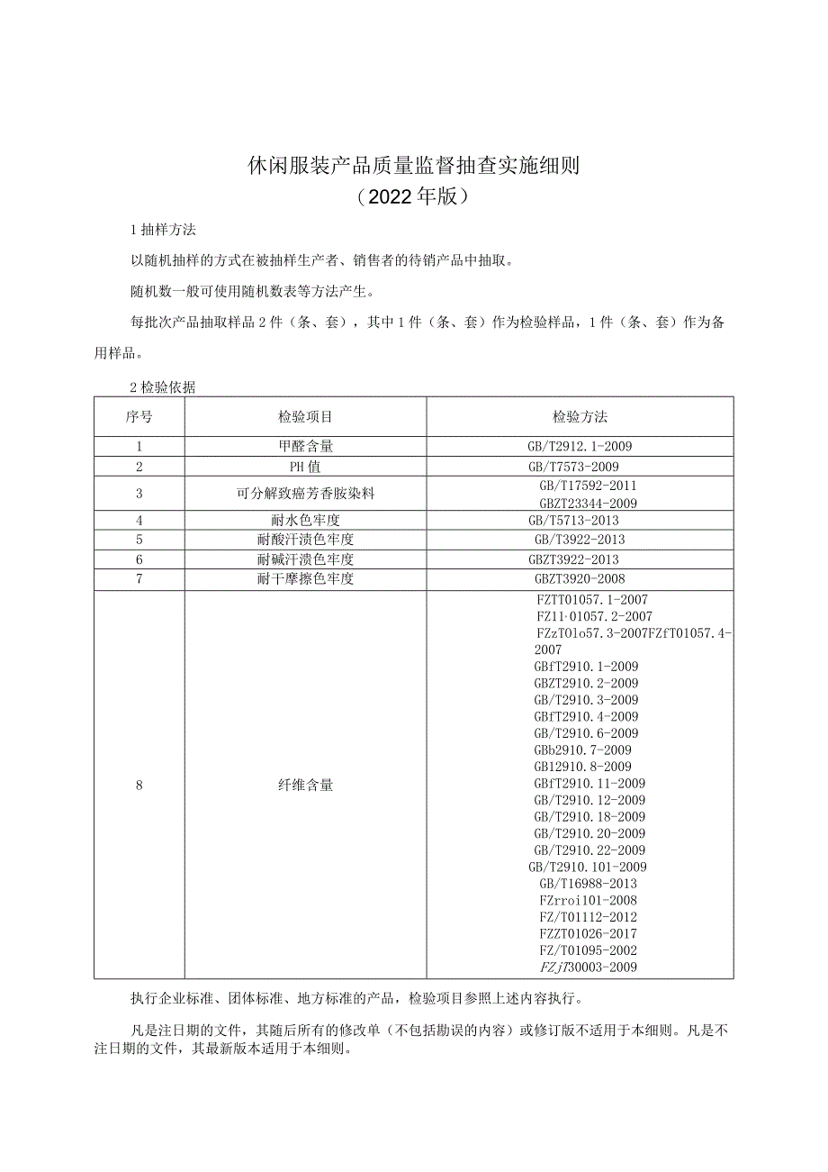 休闲服装产品质量监督抽查实施细则（2022年版）.docx_第1页