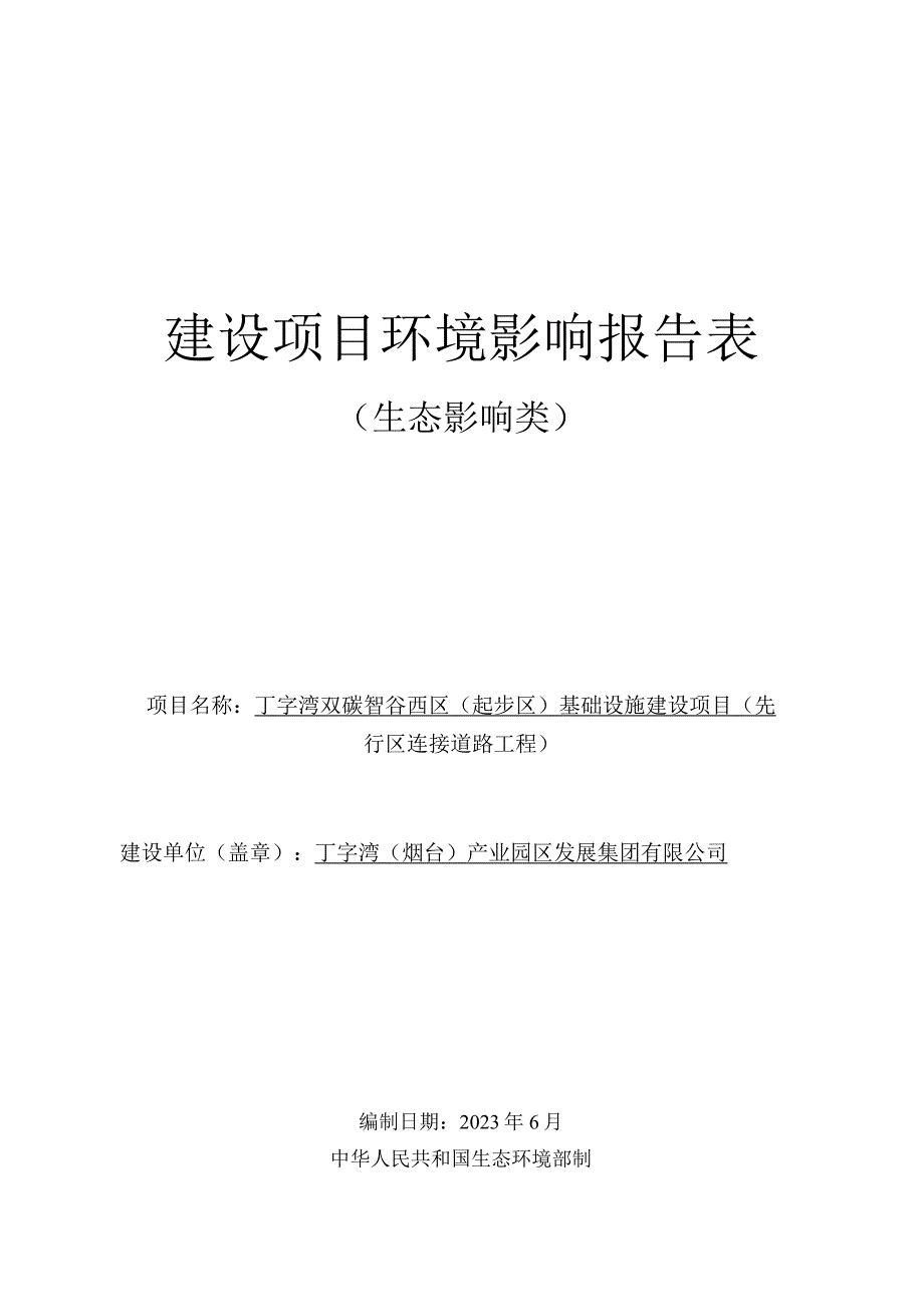 丁字湾双碳智谷西区（起步区）基础设施建设项目（先行区连接道路工程）环评报告表.docx_第1页