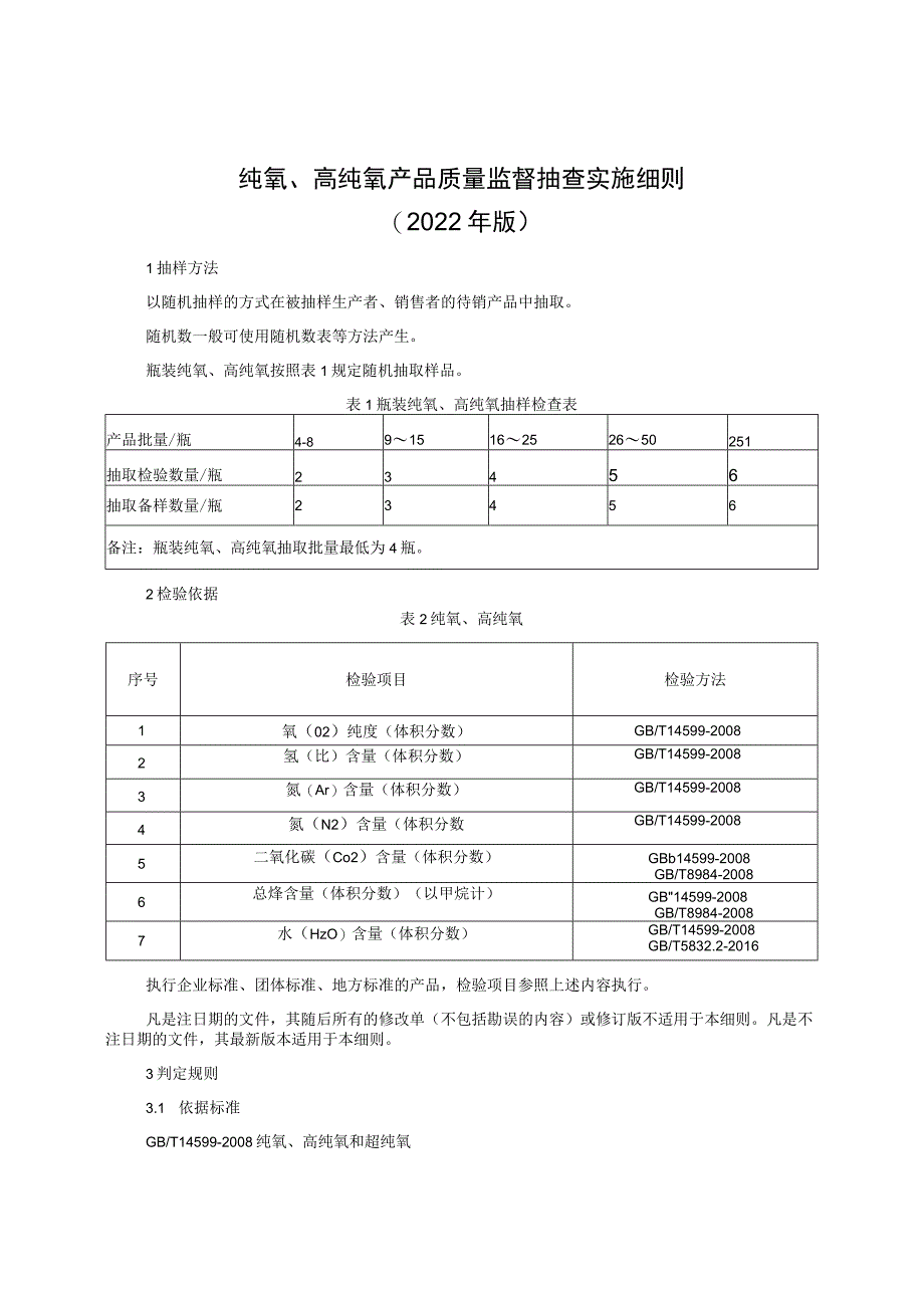 纯氧、高纯氧产品质量监督抽查实施细则（2022年版）.docx_第1页