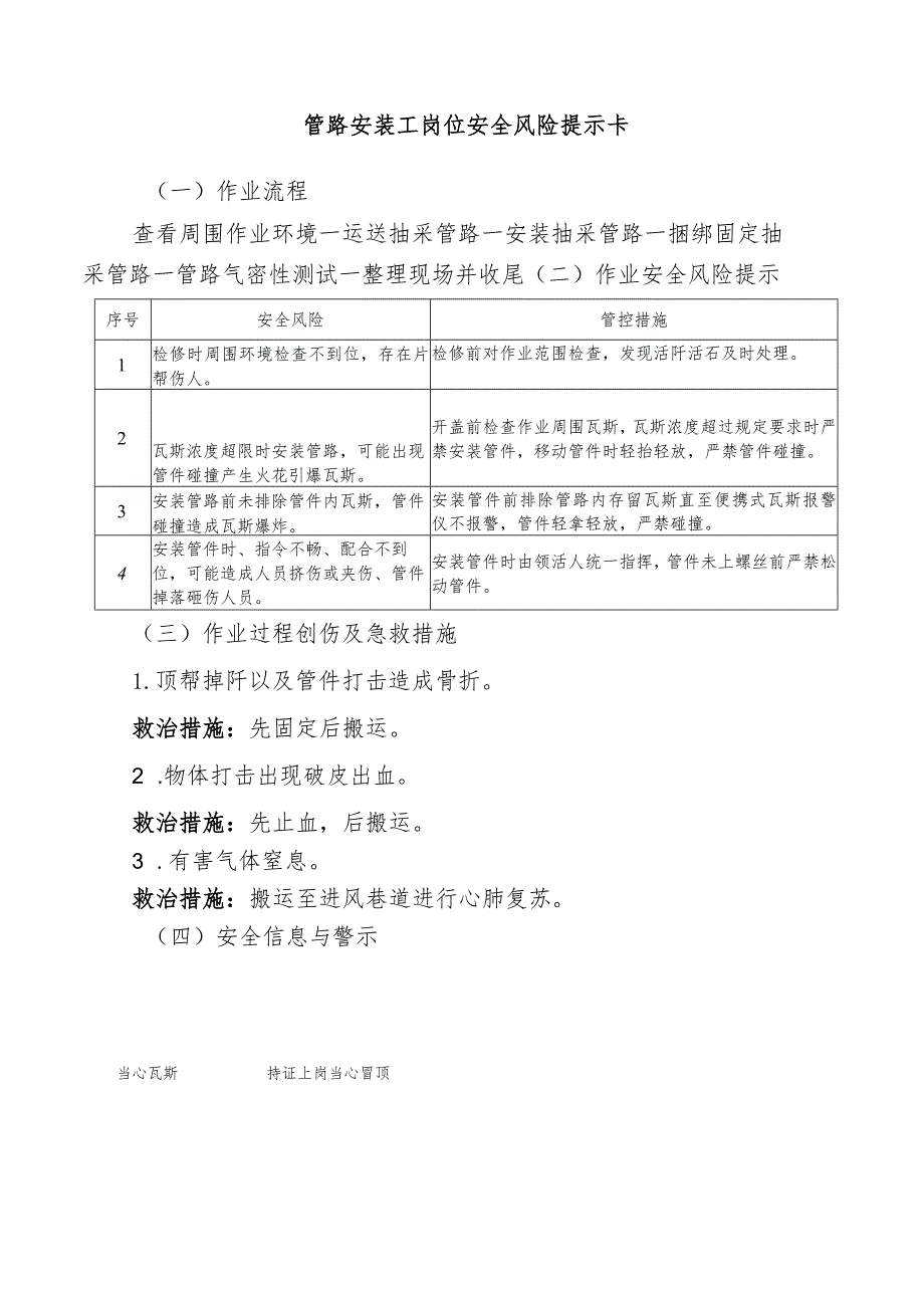 管路安装工岗位安全风险提示卡.docx_第1页