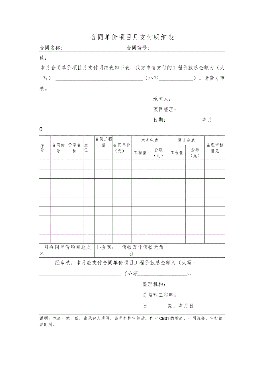 合同单价项目月支付明细表.docx_第1页