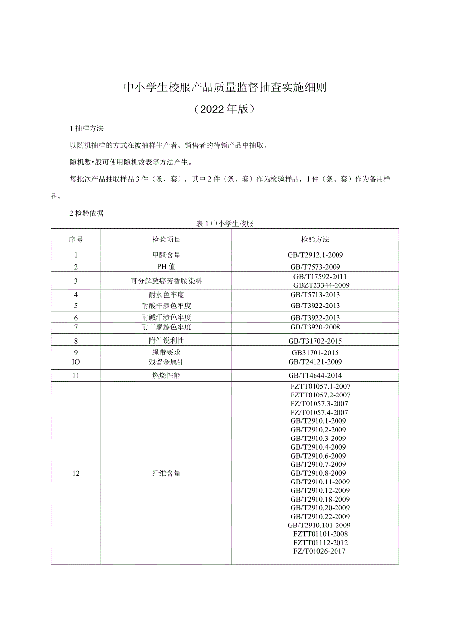 中小学生校服产品质量监督抽查实施细则（2022年版）.docx_第1页