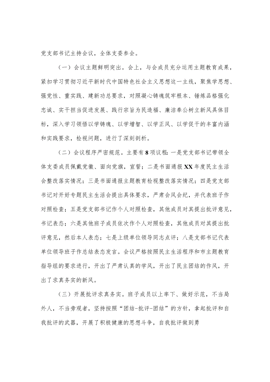 2023年第一批主题教育专题民主生活会召开情况报告二.docx_第3页