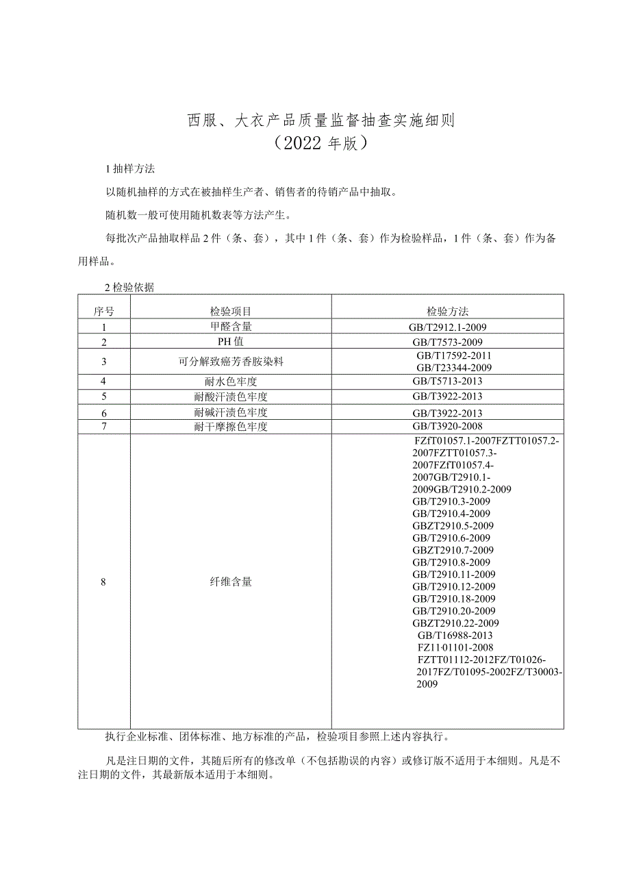 西服、大衣产品质量监督抽查实施细则（2022年版）.docx_第1页