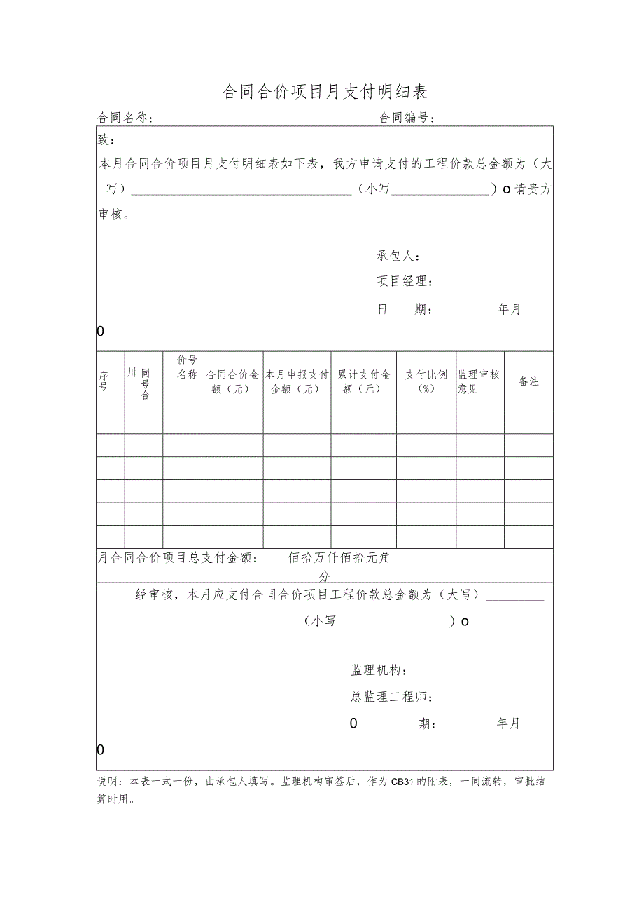 合同合价项目月支付明细表.docx_第1页