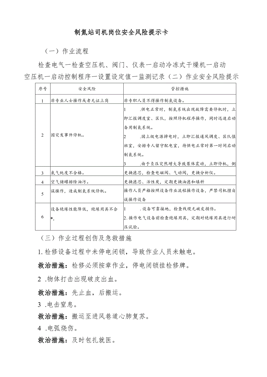 制氮站司机岗位安全风险提示卡.docx_第1页