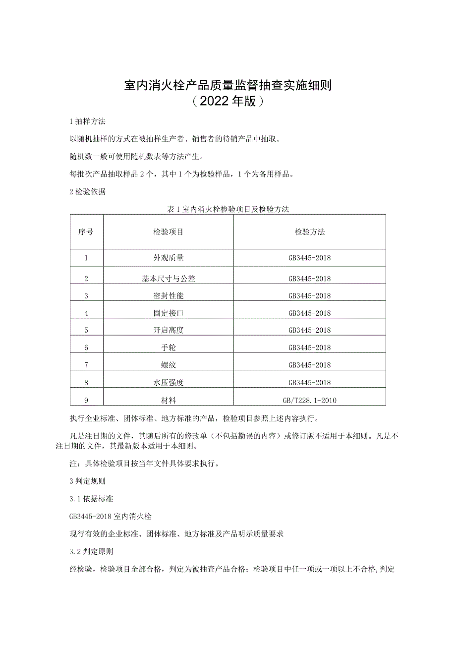 室内消火栓产品质量监督抽查实施细则（2022年版）.docx_第1页