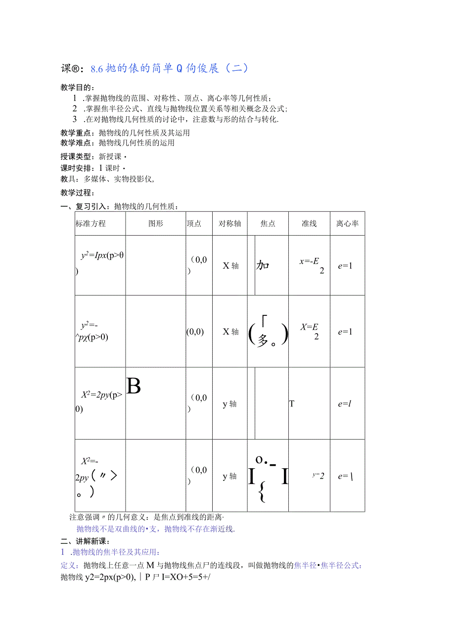 课题8．6抛物线的简单几何性质二.docx_第1页