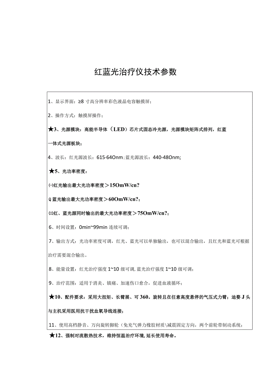 红蓝光治疗仪技术参数.docx_第1页