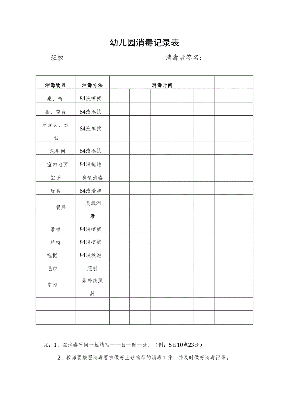 幼儿园消毒记录表.docx_第1页