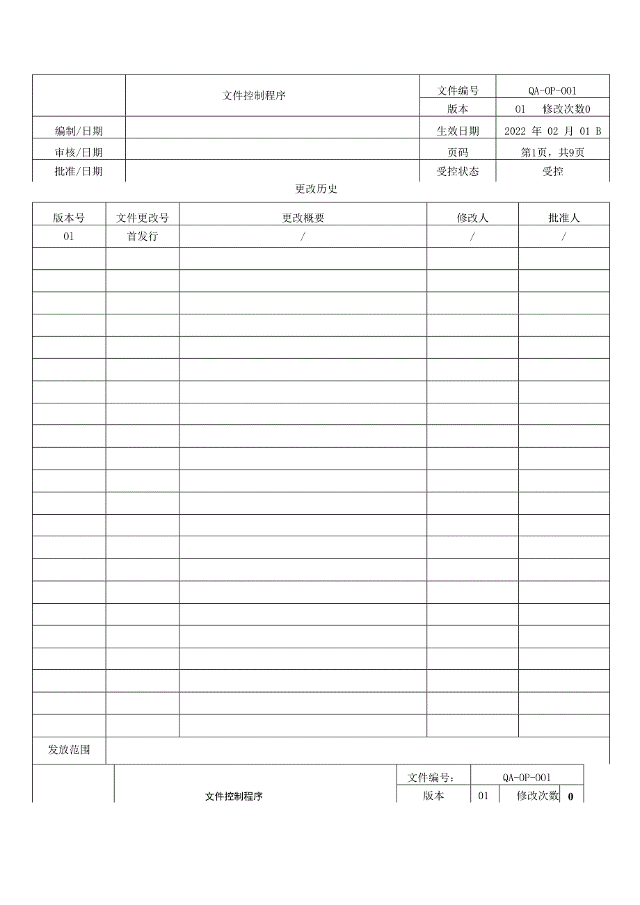 ISO13485-2022文件控制程序.docx_第1页