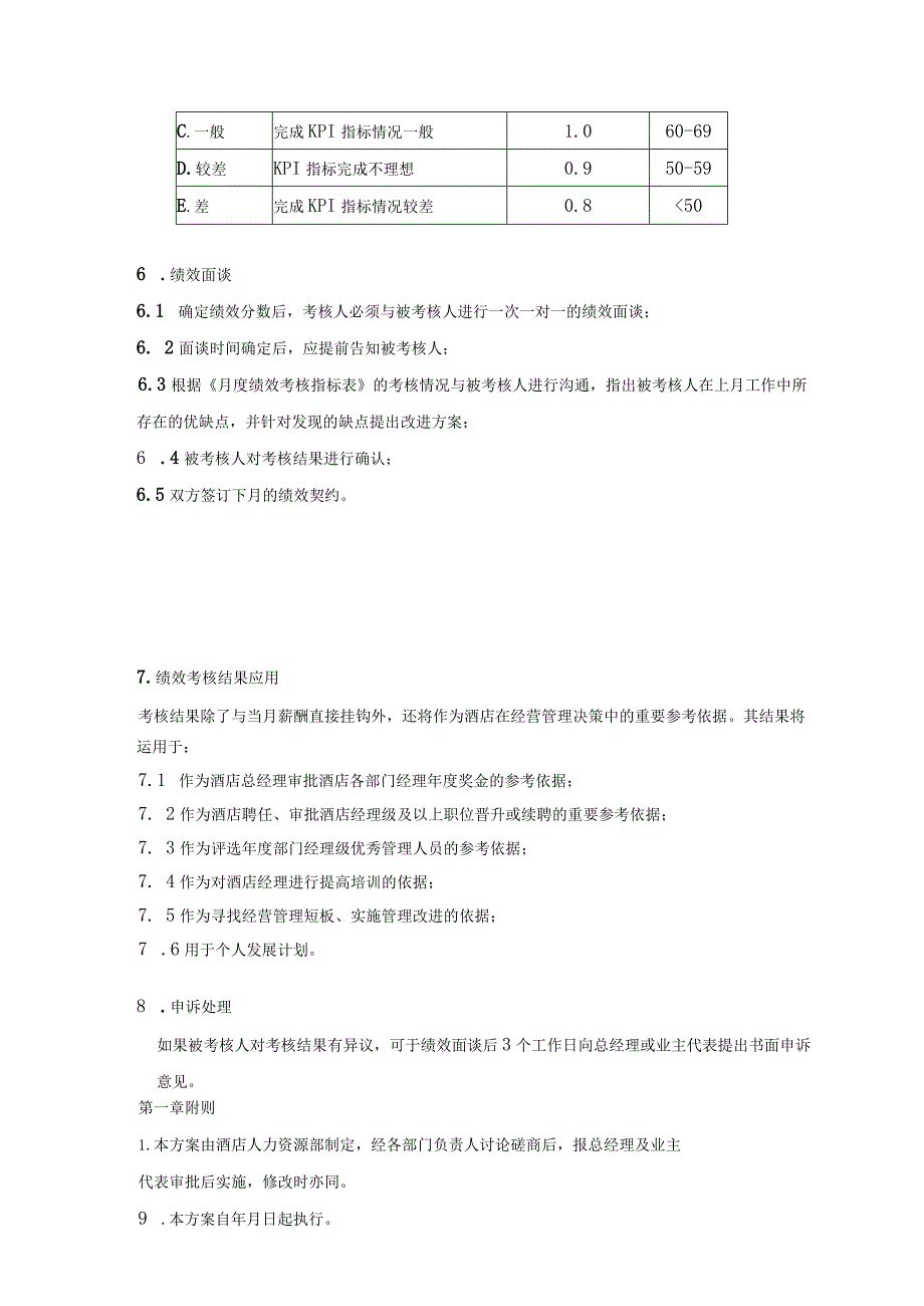 国际大酒店员工月度绩效考核体系.docx_第2页