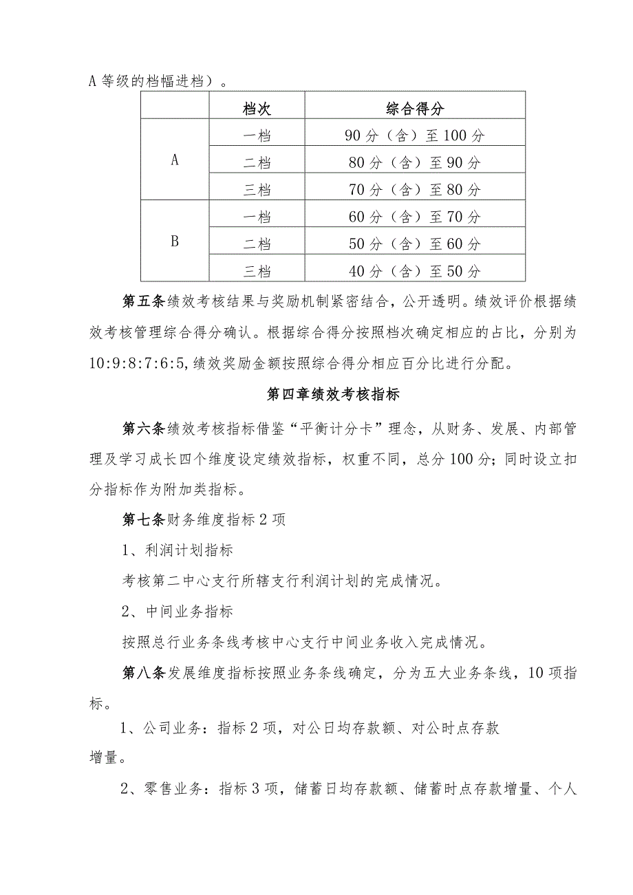 银行第二中心支行2019年度绩效考核办法.docx_第2页