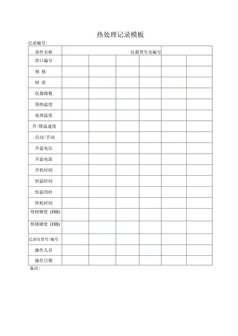 热处理记录模板.docx_第1页