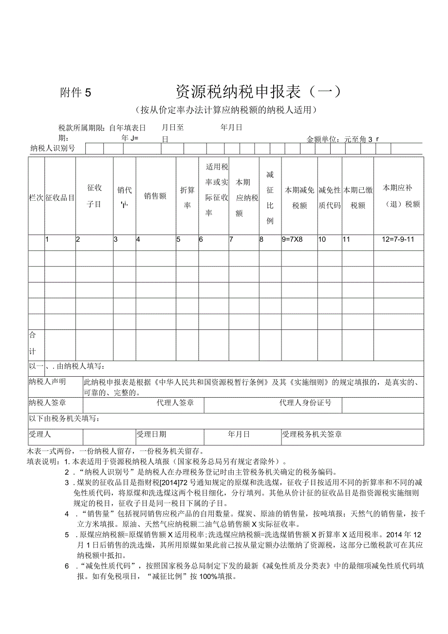 资源税纳税申报表一.docx_第1页