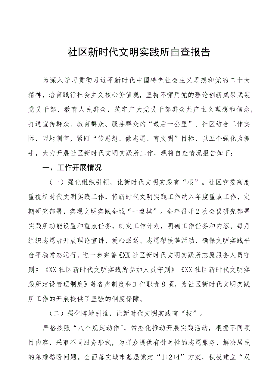 社区新时代文明实践所自查报告.docx_第1页