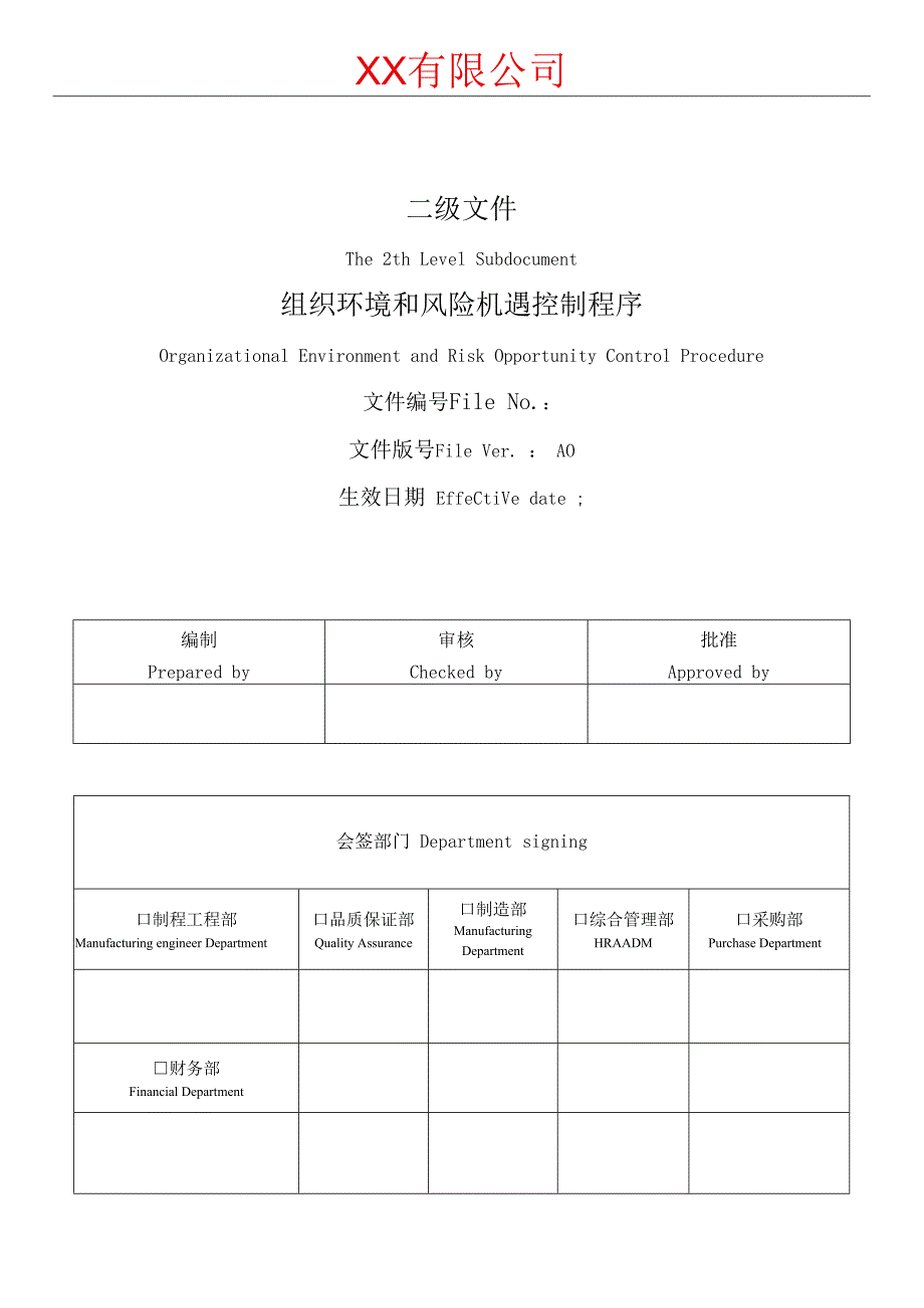 组织环境和风险机遇控制程序.docx_第1页