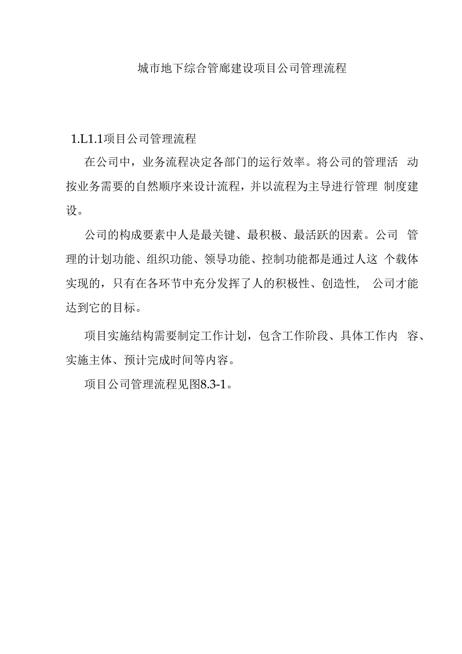 城市地下综合管廊建设项目公司管理流程.docx_第1页