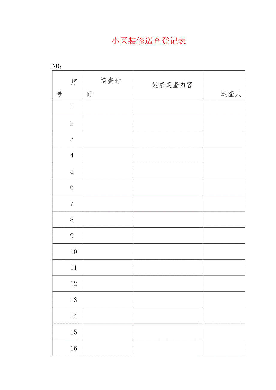 小区装修巡查登记表.docx_第1页