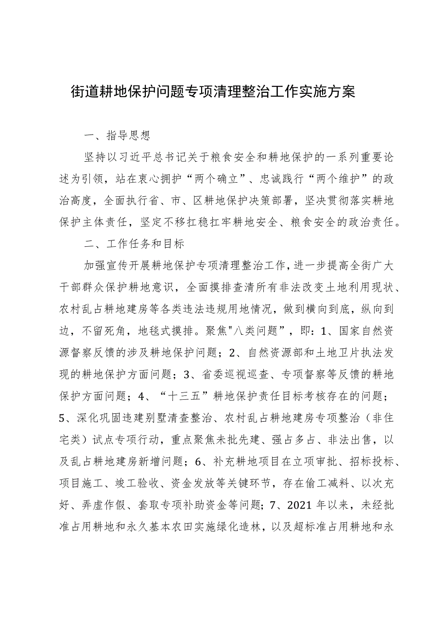 街道耕地保护问题专项清理整治工作实施方案.docx_第1页