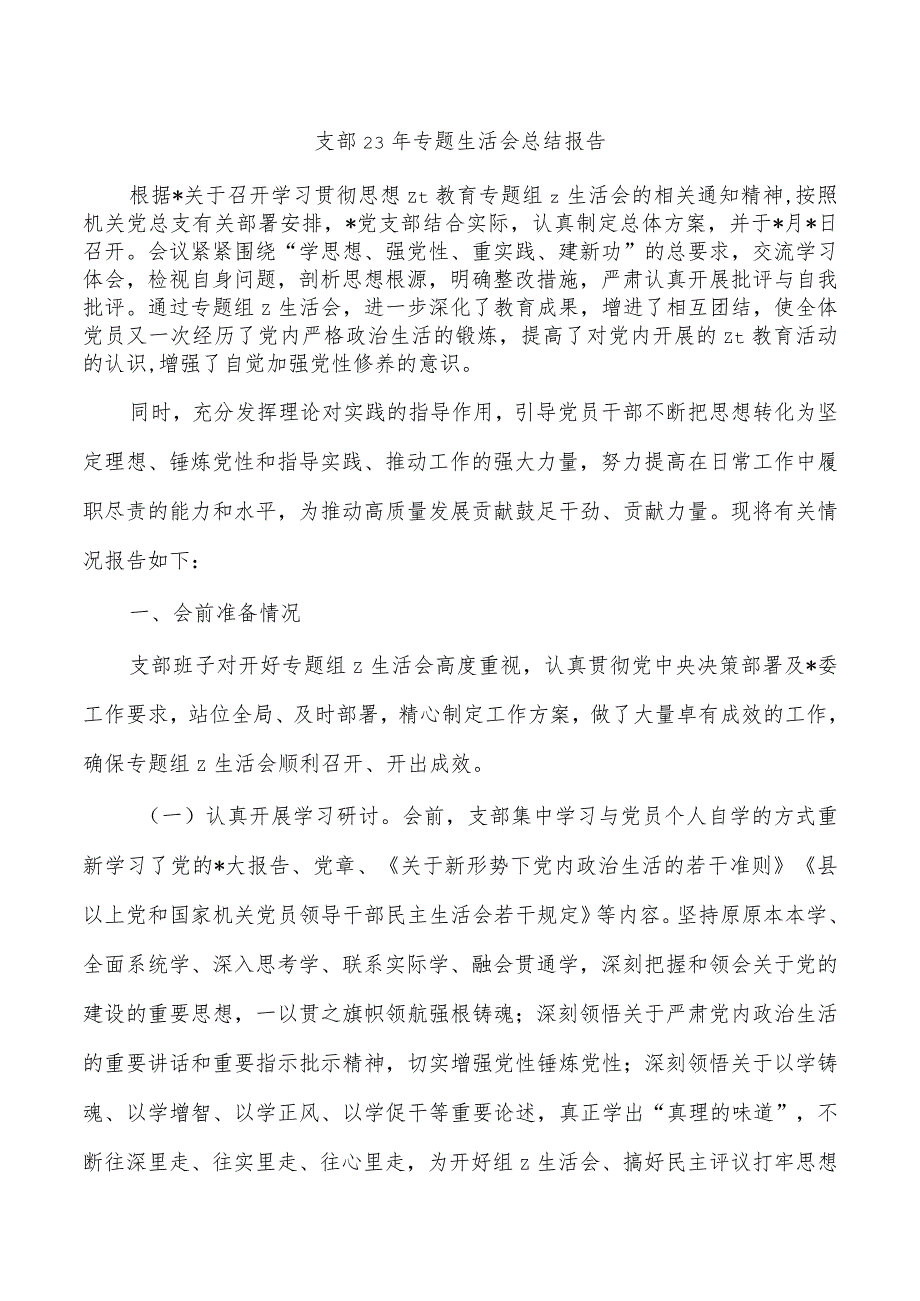 支部23年专题生活会总结报告.docx_第1页