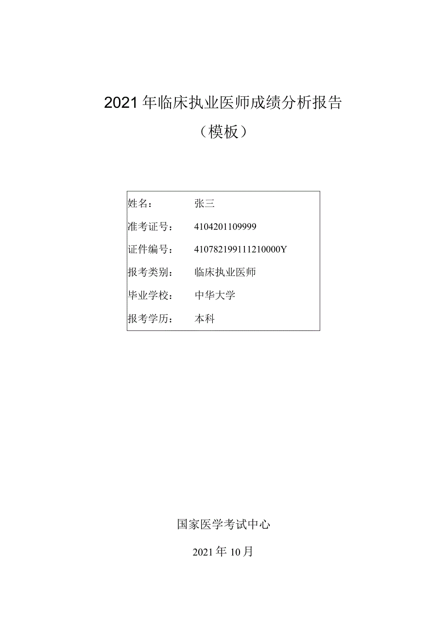 2021年临床执业医师成绩分析报告.docx_第1页