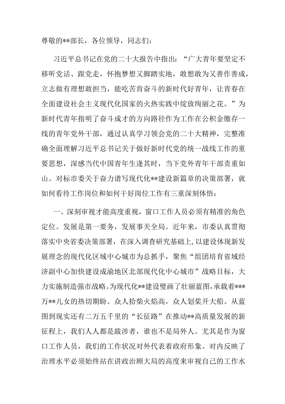 在全市党外青年干部工作座谈会上的发言材料.docx_第1页