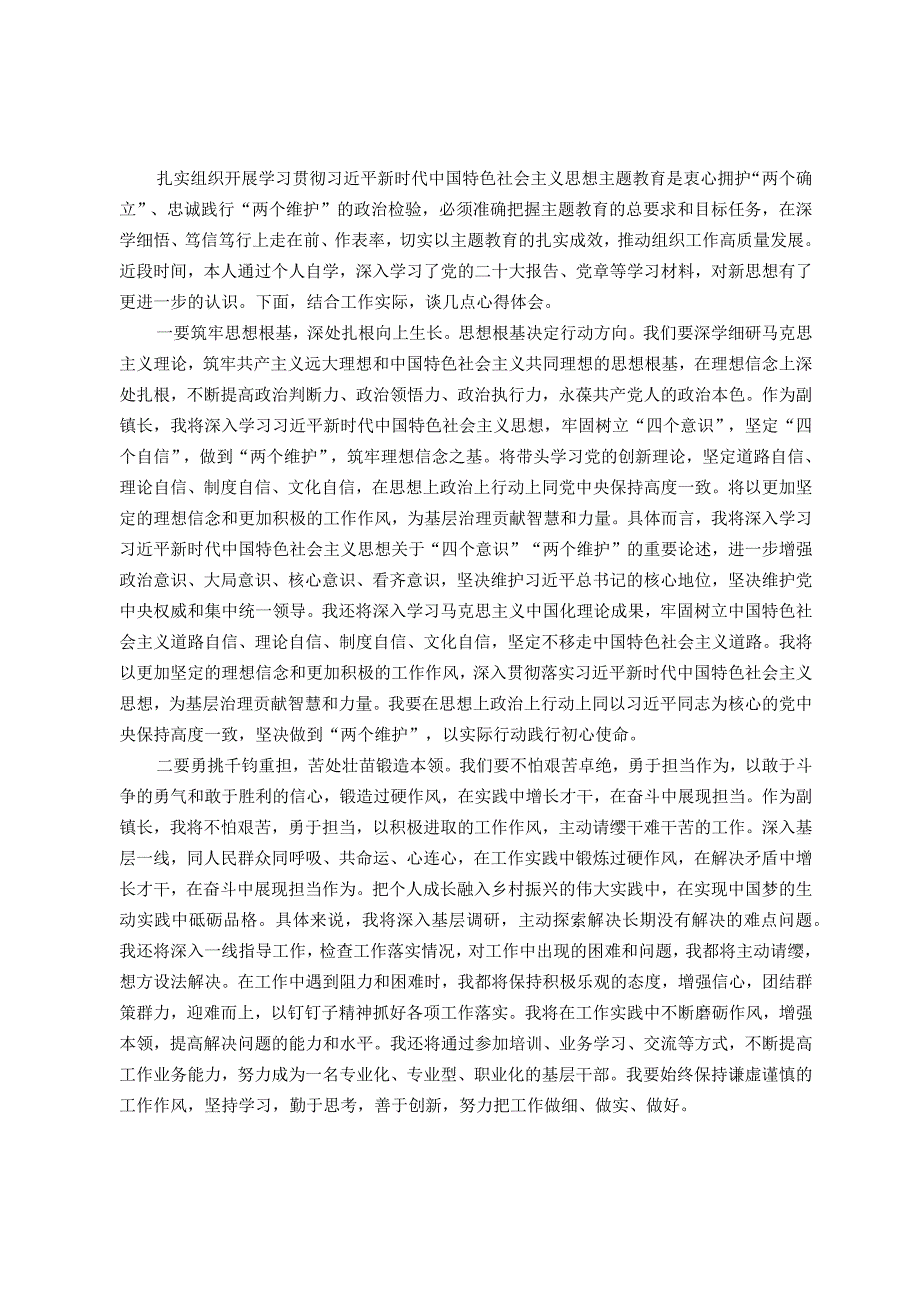 副镇长2023年主题教育读书班研讨发言提纲.docx_第1页