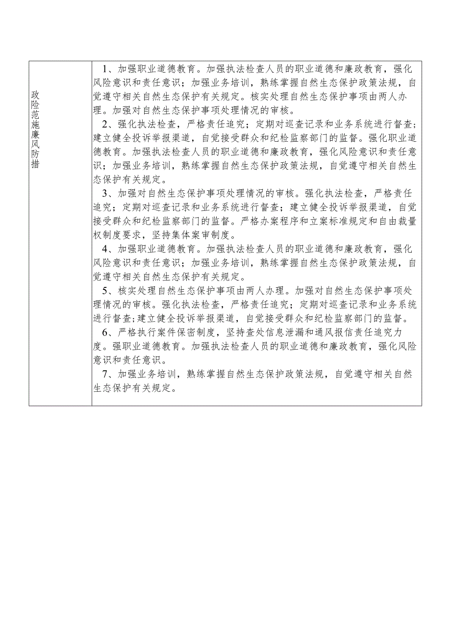 X县生态环境部门自然生态保护股干部个人岗位廉政风险点排查登记表.docx_第2页