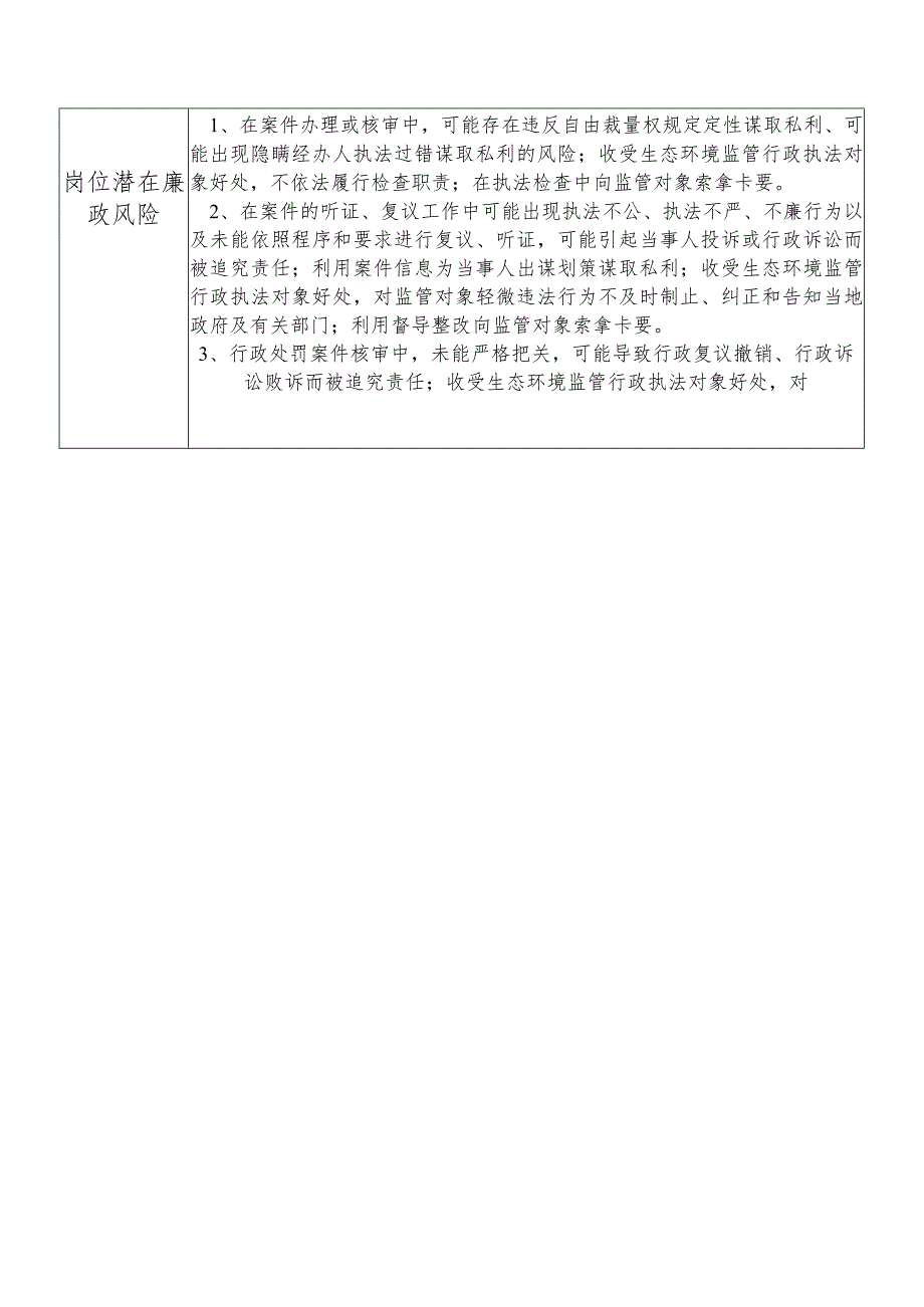 X县生态环境部门生态环境监管行政执法股股长个人岗位廉政风险点排查登记表.docx_第2页