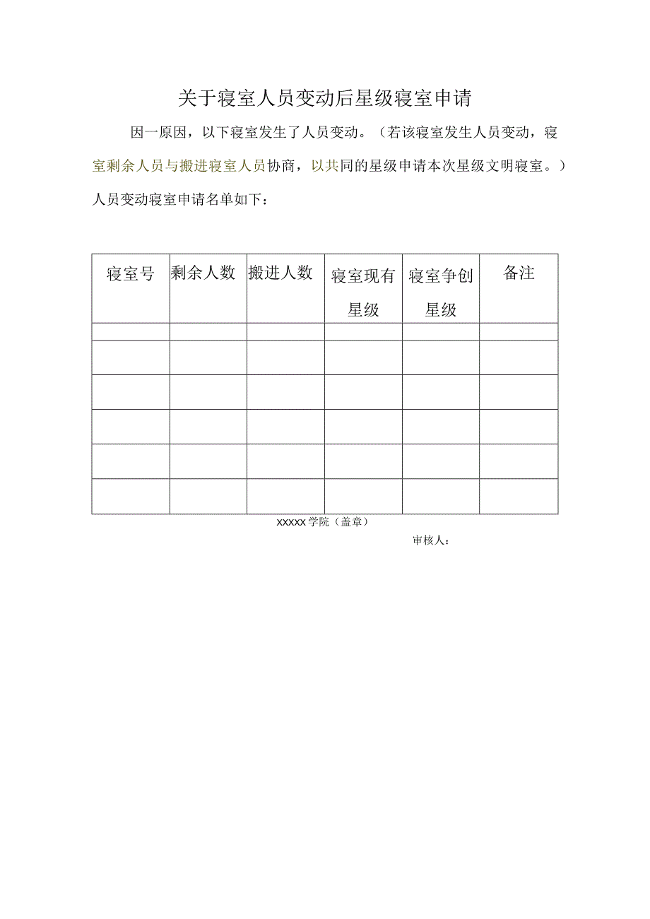 寝室人员变动后星级寝室申请 .docx_第1页