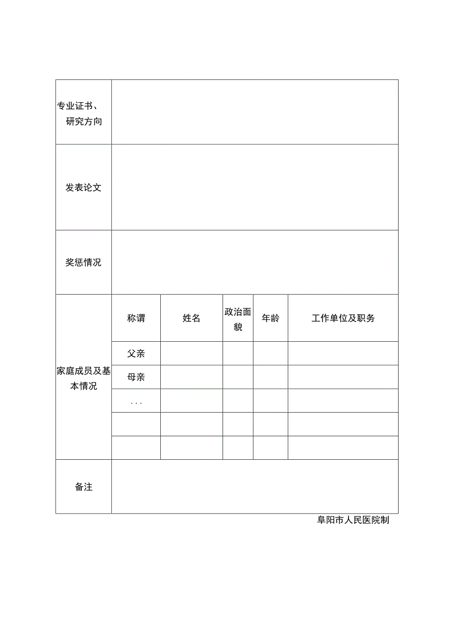 阜阳市人民医院2023年度硕、博研究生招聘报名表.docx_第2页