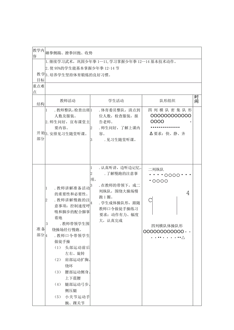 少年拳 体育课教学设计教案.docx_第1页