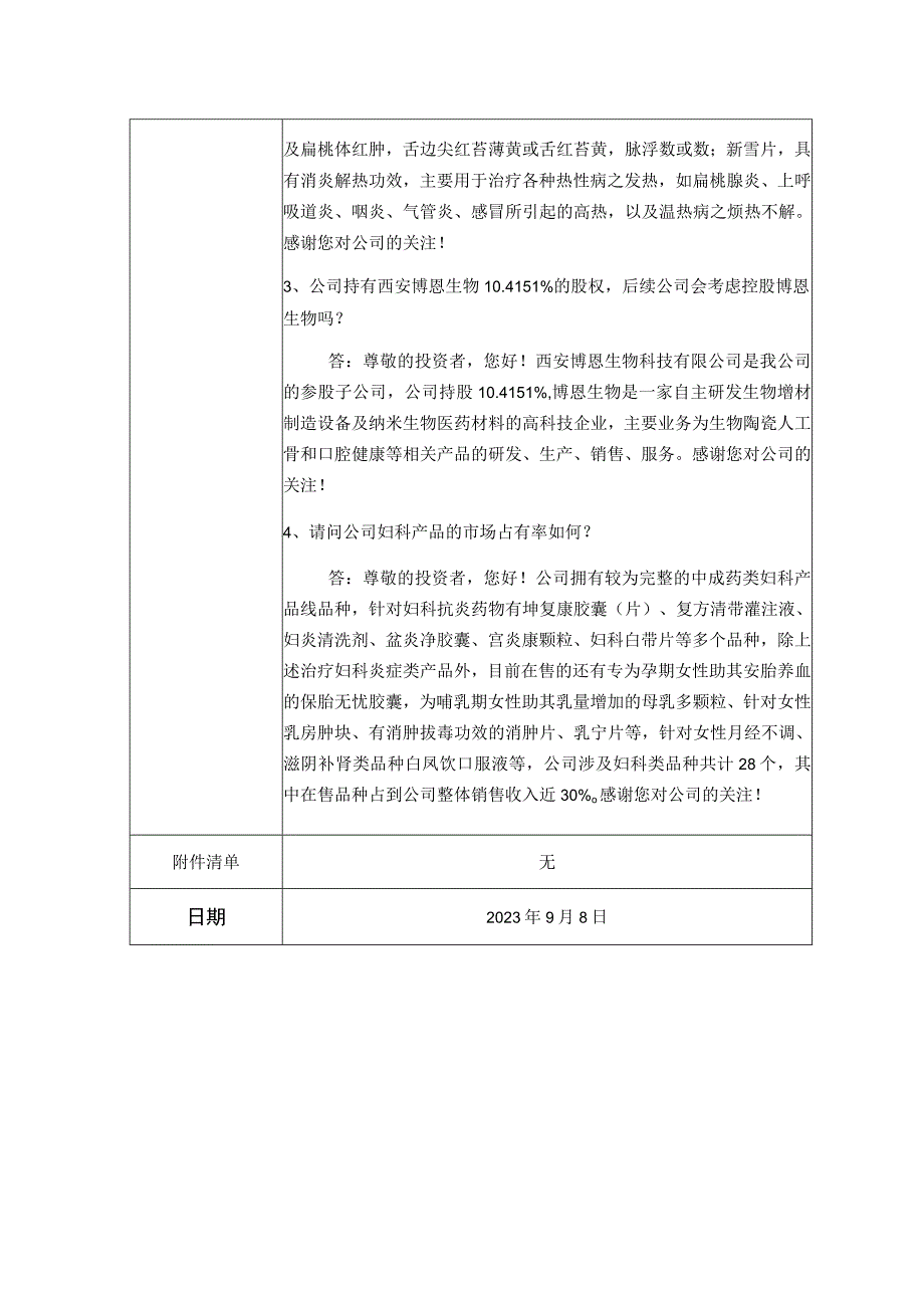 证券代码603139证券简称康惠制药陕西康惠制药股份有限公司投资者关系活动记录表.docx_第2页