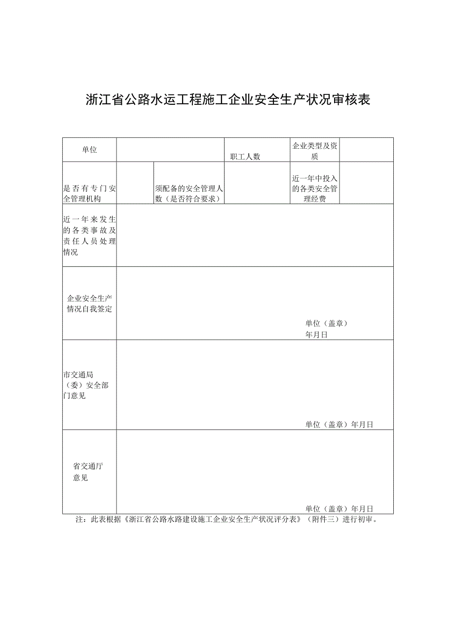 浙江省公路水运工程施工企业安全生产状况审核表.docx_第1页