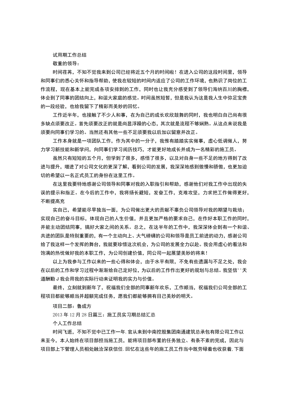 施工员试用期工作小结.docx_第2页