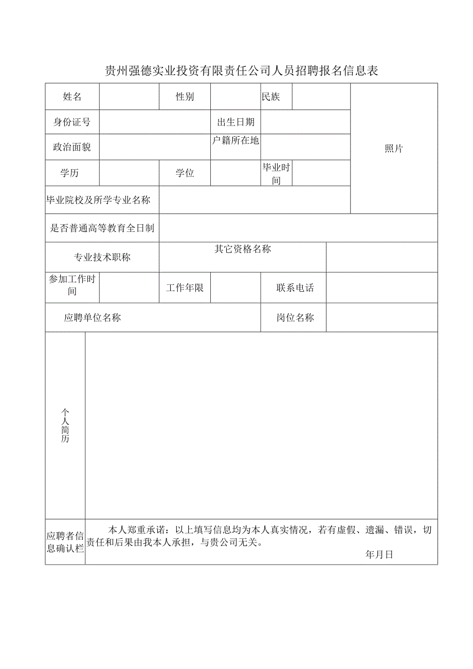 贵州强德实业投资有限责任公司岗位需求表.docx_第2页