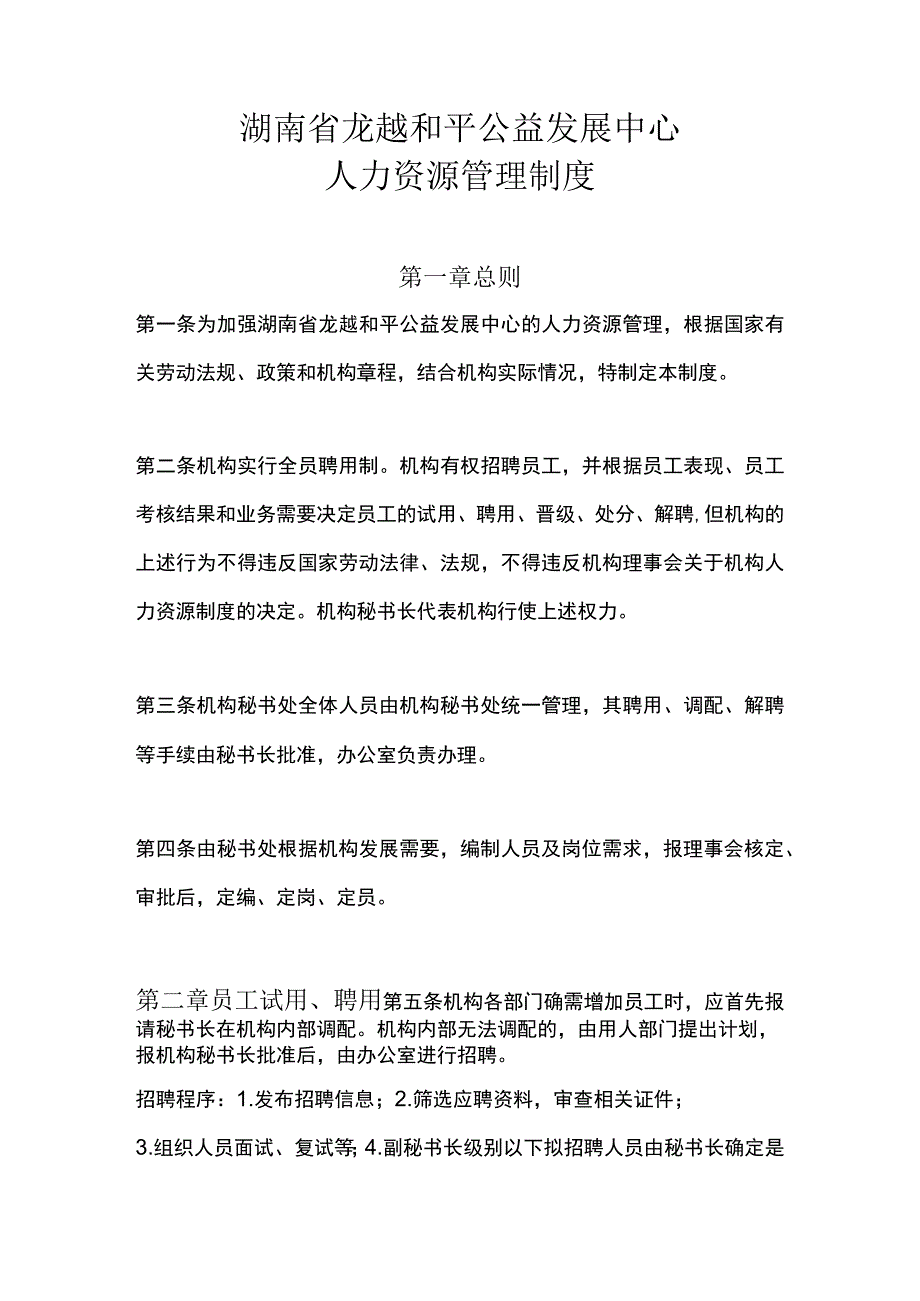 湖南省龙越和平公益发展中心人力资源管理制度.docx_第1页