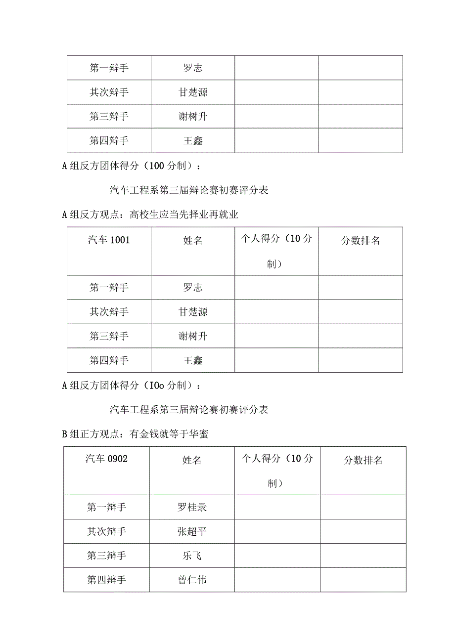 汽车工程系第三届辩论赛初赛评分表.docx_第2页